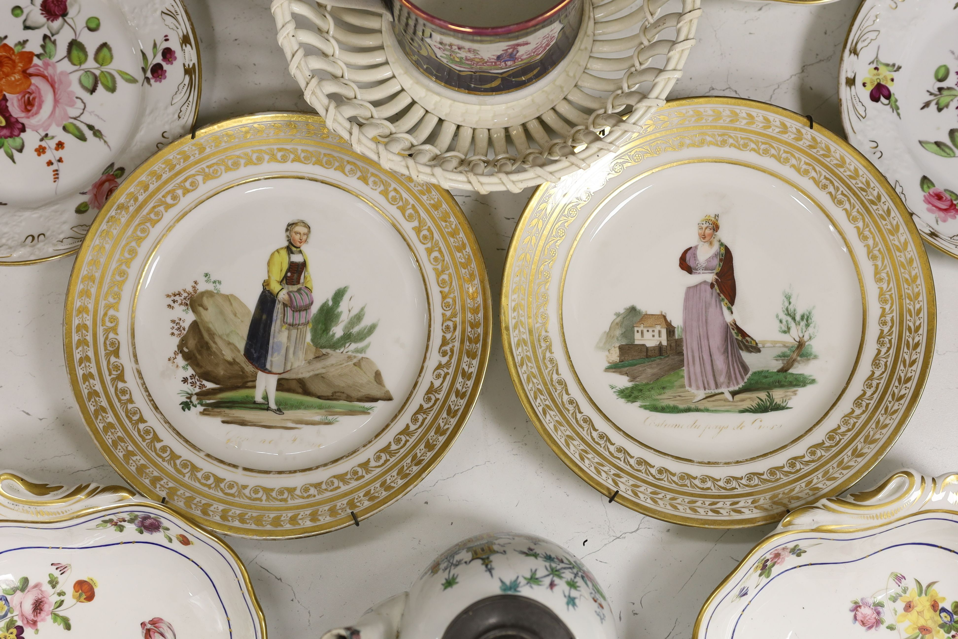 A pair of 19th century Derby shell dessert dishes together with Victorian ceramics and Continental porcelain (11)